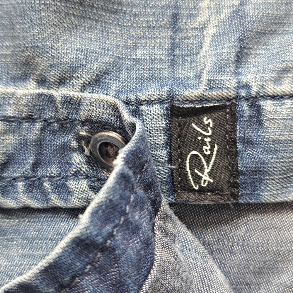 Rails Courtney Released Hem Dark Vintage Wash denim Shirt Womens Small Oversized - Picture 11 of 15